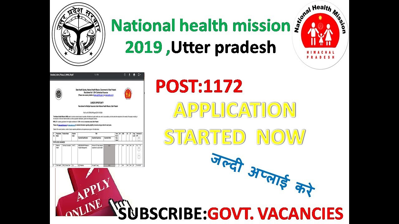 NHM UP Vacancy 2019 for Staff Nurse, ANM, Pharmacist - UP NHM Recruitment 2019