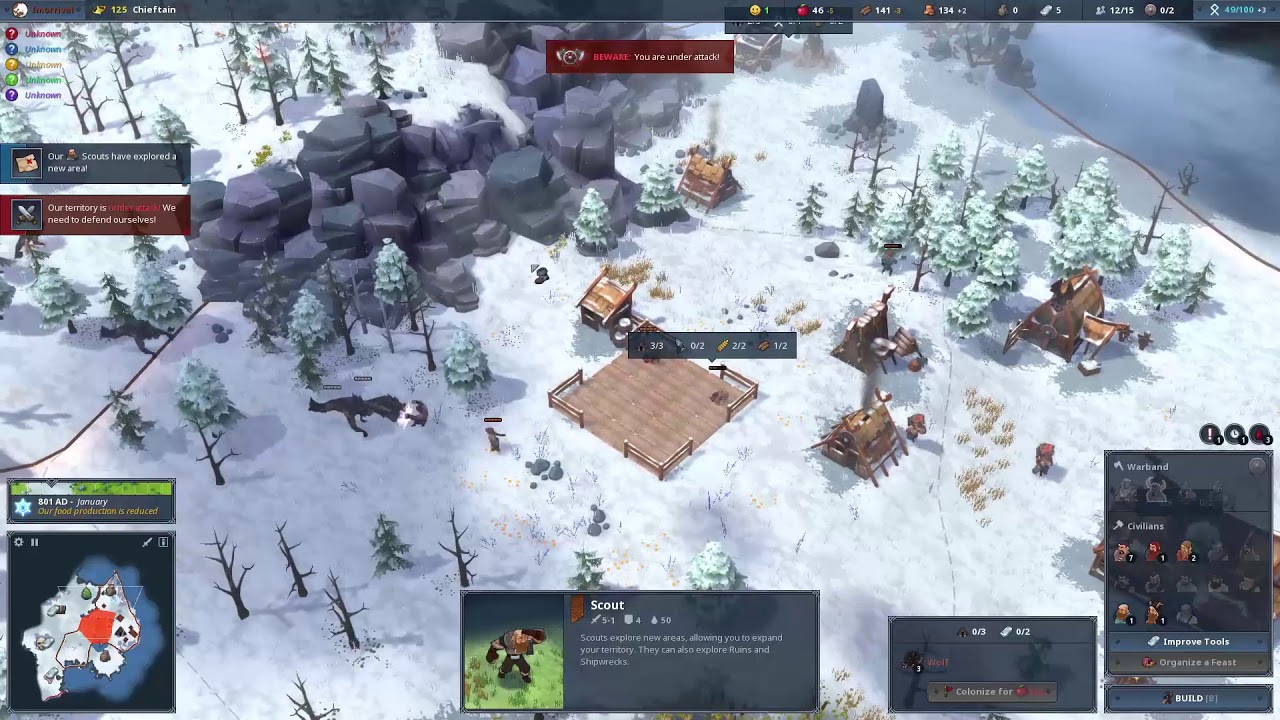 Northgard against 5 AI hard mode (Wolf) p1