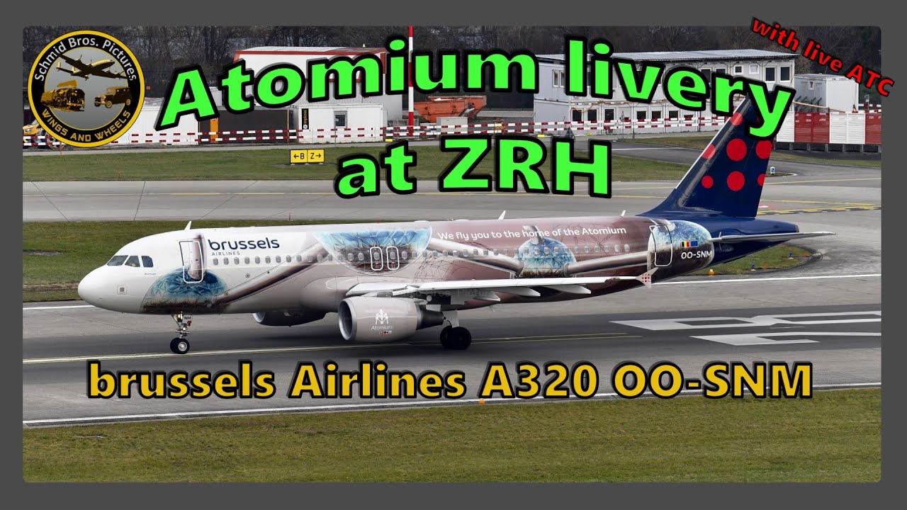brussels Airlines (Atomium livery) Airbus A320 ''OO-SNM'' take off at Zurich Airport (with live ATC)