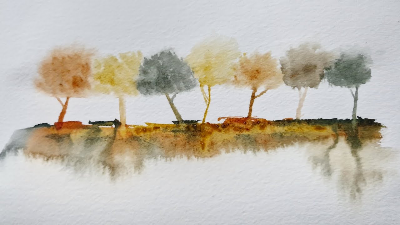quick and easy watercolour technique. Abstract tree painting tutorial