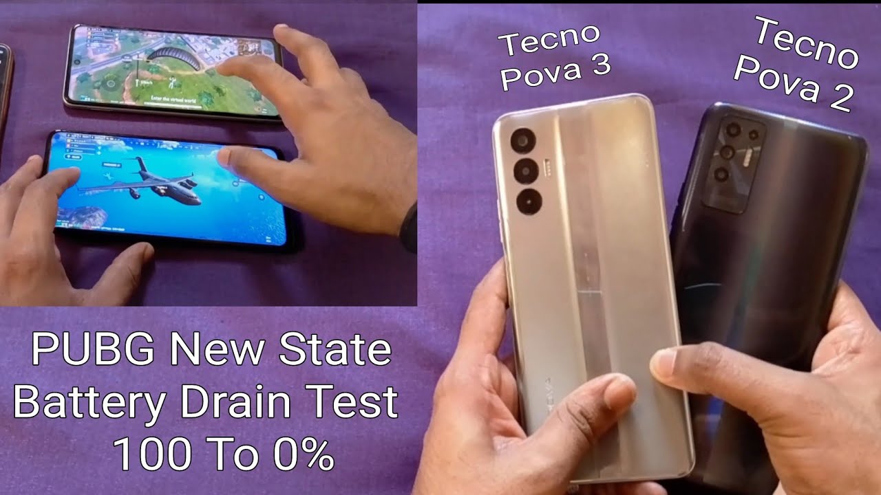 Tecno Pova 3 Vs Tecno Pova 2 PUBG New State Battery Drain Test ( 100 To 0% )