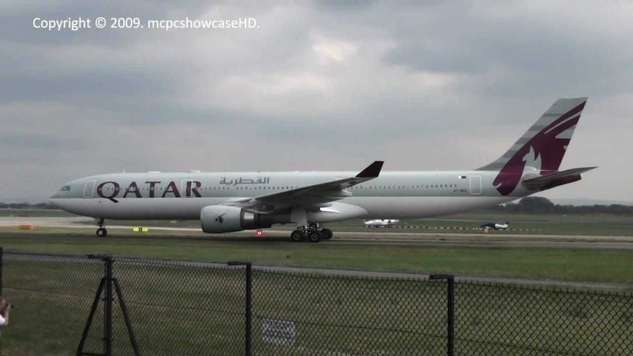 Qatar Airways A333 LANDING & TAXIING 23R | MAN