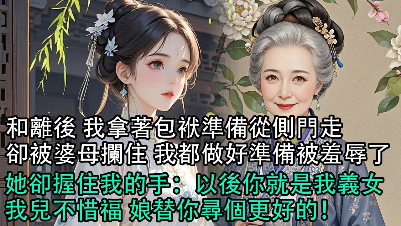 【一口氣看完】和離後 我拿著包袱準備從側門走，卻被婆母攔住 我都做好準備被羞辱了，她卻握住我的手：以後你就是我義女，我兒不惜福 娘替你尋個更好的！#古言 #有聲小說 #情感故事