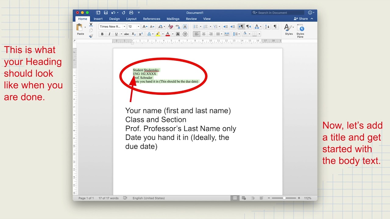 Prof. Schrader's MLA Formatting Guide