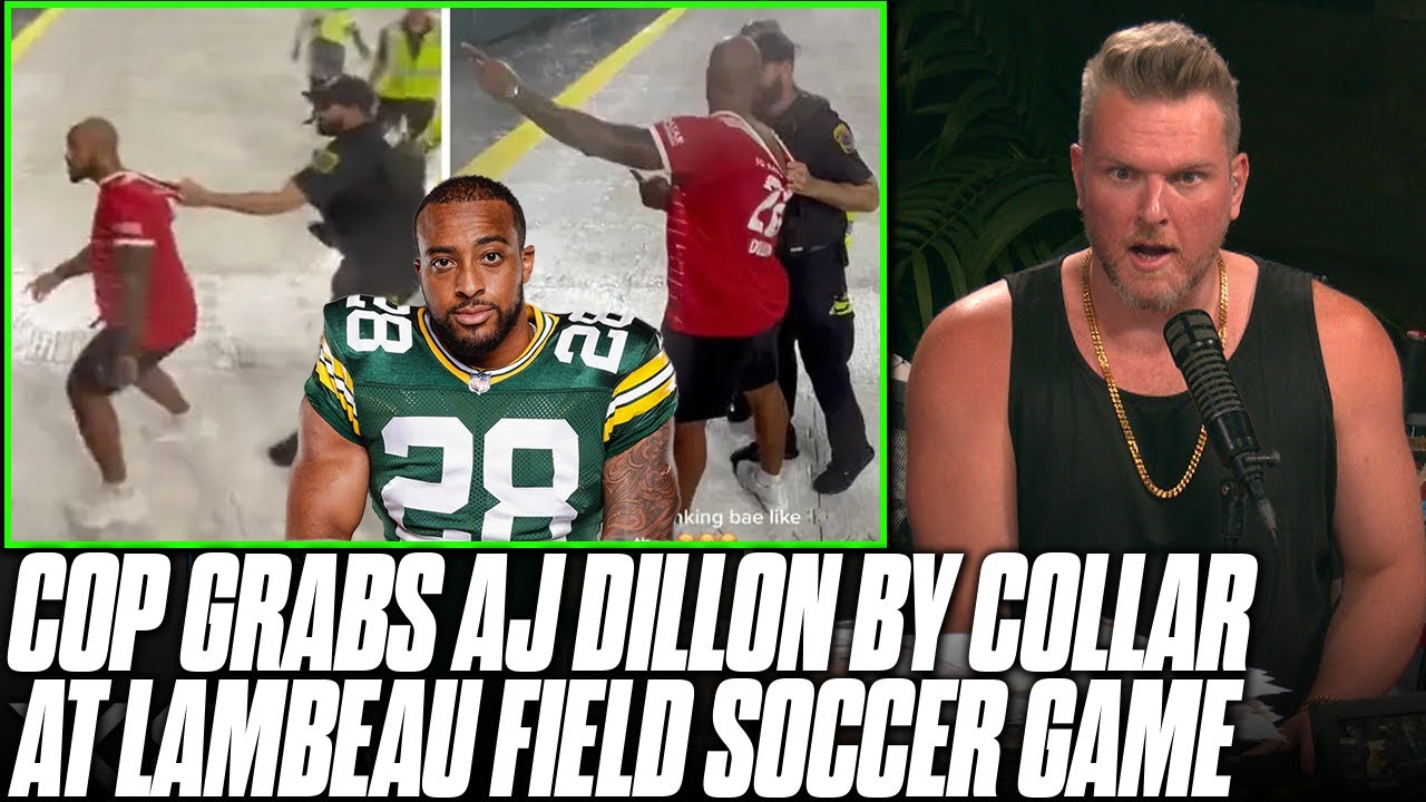 Cop At Lambeau Field Grabs AJ Dillon By Collar While Talking To Fans  Pat McAfee Reacts