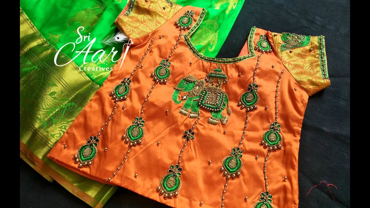 Making of Elephant Design With Tracing Paper / Aari Work Blouse by 
