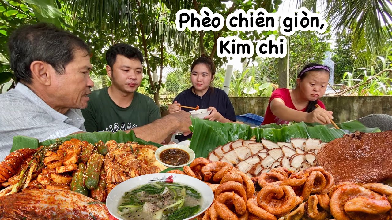 Quyên khui mấy hủ kim chi, làm BA RỌI, PHÈO NON CHIÊN GIÒN ăn chung quá hợp. Quê Tôi #44