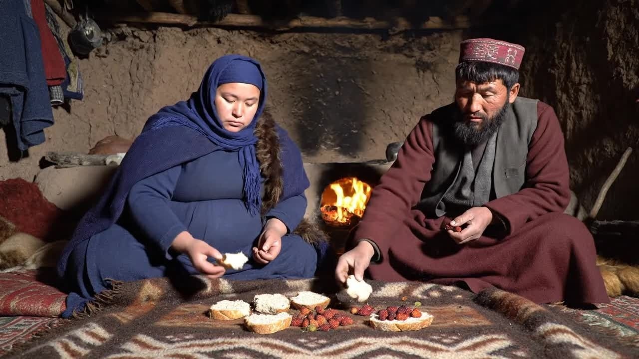 Nomadic Couple (Kuchi) Prepares to Face the Coldest Night in the Mountains of Afghanistan