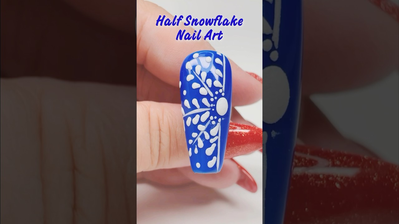 Half Snowflake Nail Design | Easy Christmas Nail Art ❄️ #nailart #christmas