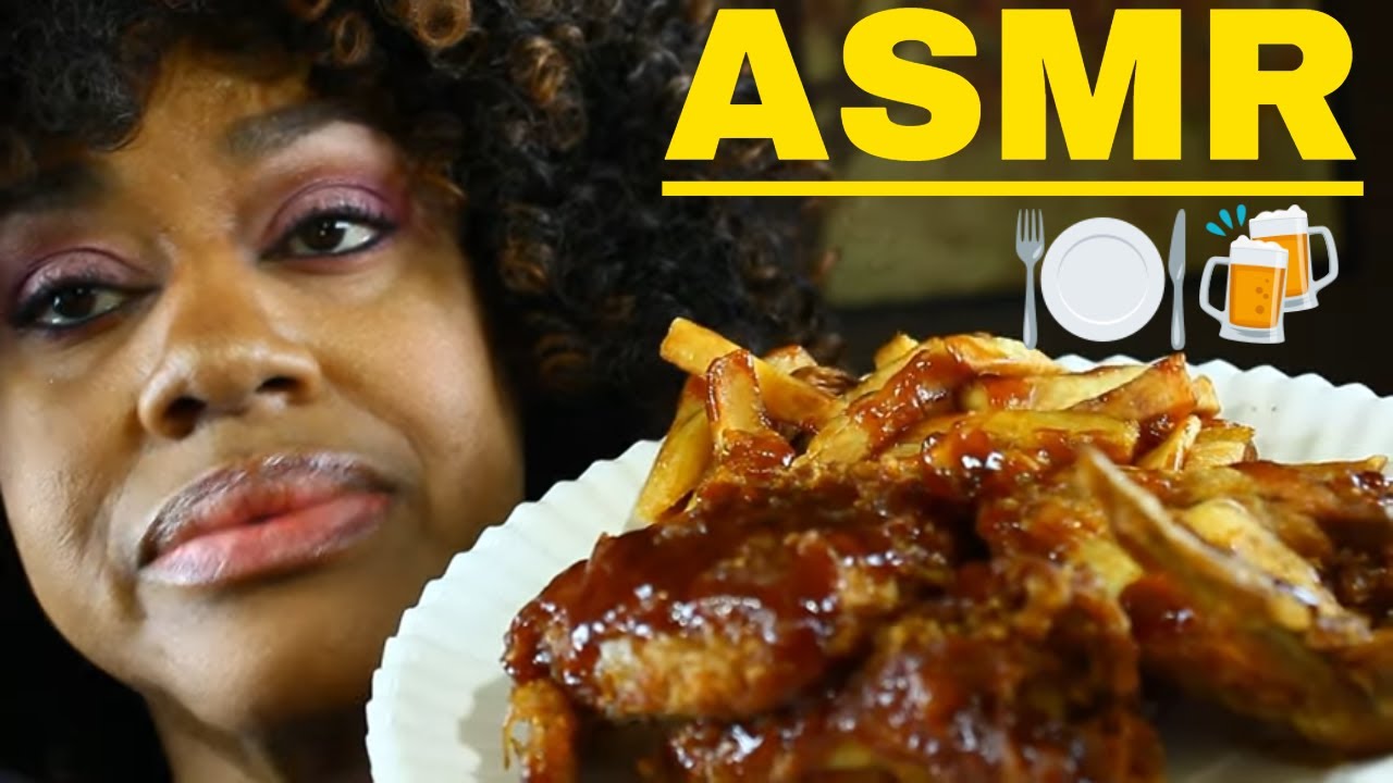 ASMR  Eating Barbecue Chicken and Fries 🥂🍟🍔 ASMR Triggers Whispering Chewing Finger Licking