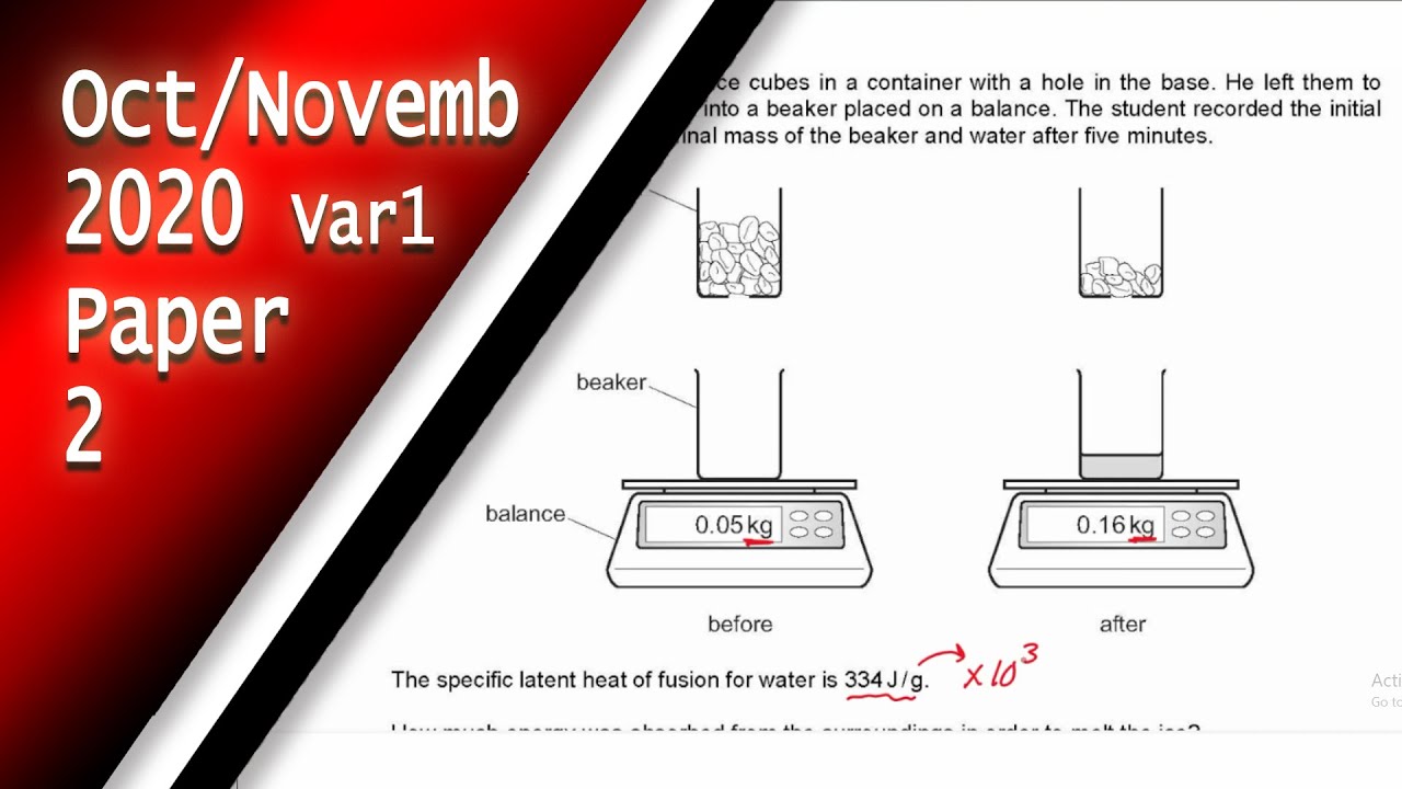 IGCSE Physics October November 2020 Paper 2 Variant 1
