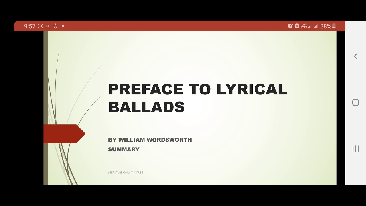Summary of Preface to Lyrical Ballads by William Wordsworth