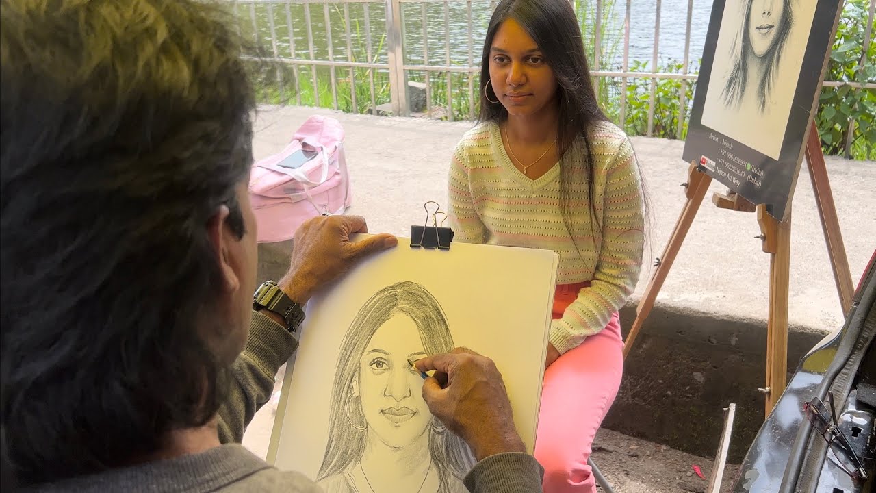 Street artist live portrait drawing 86