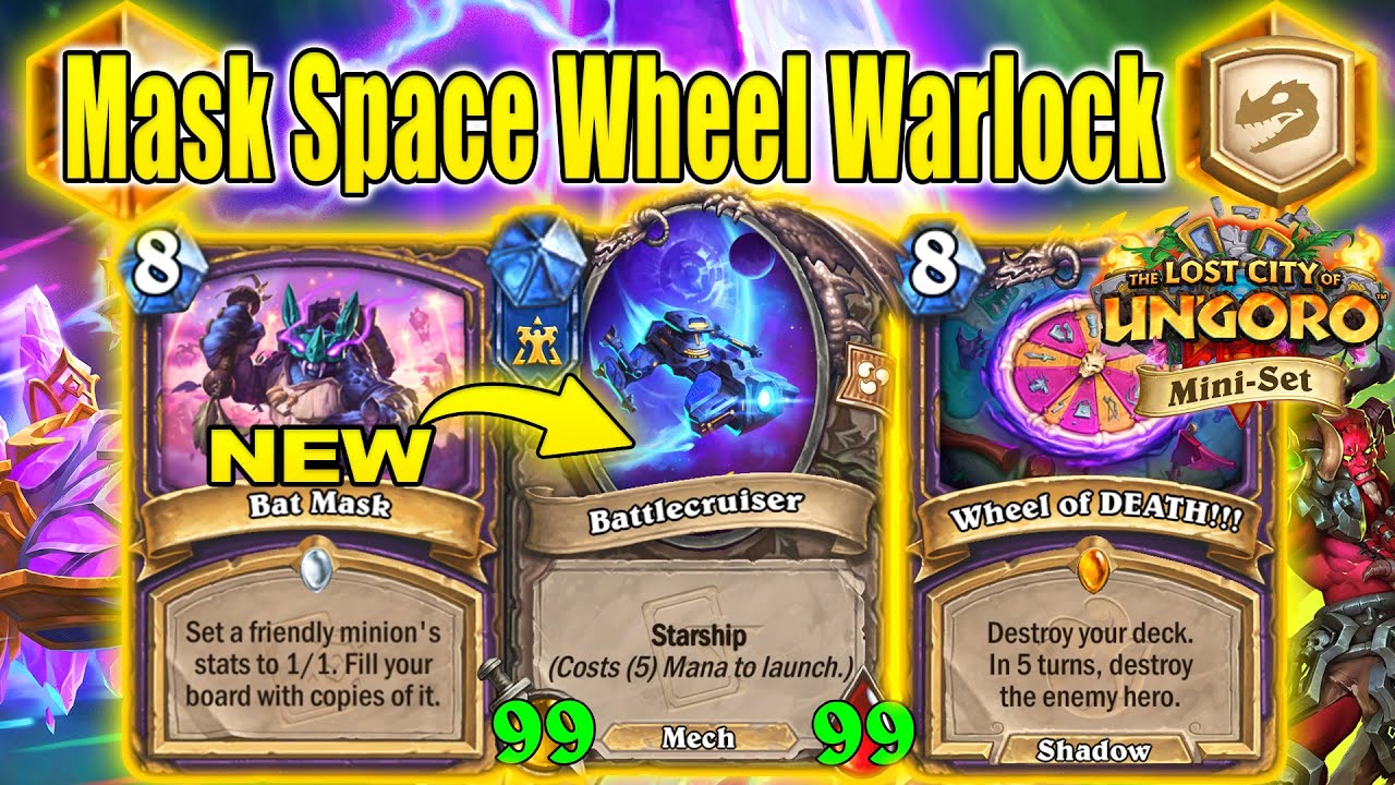 NEW Bat Mask Starship Wheel of DEATH Warlock Deck At The Lost City of Un'Goro Mini-Set | Hearthstone