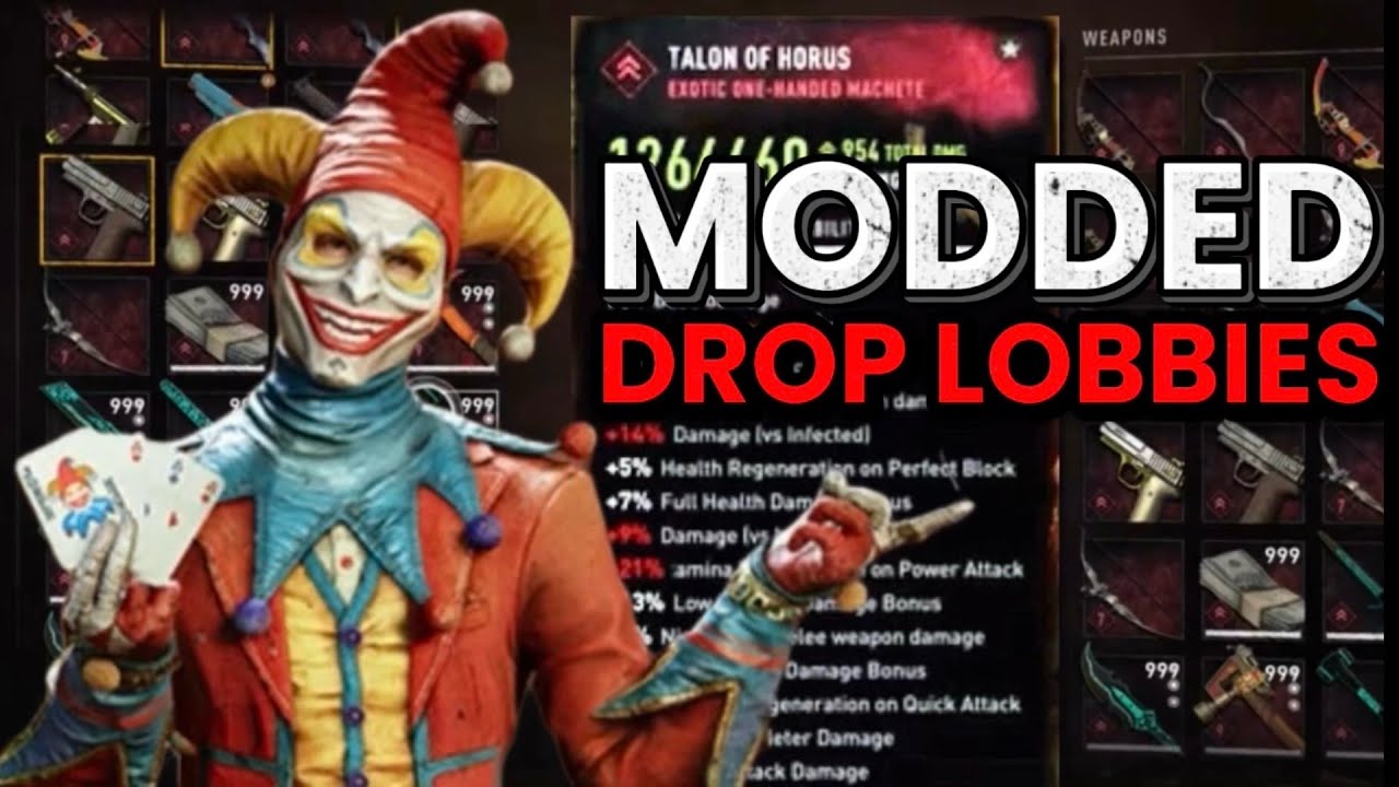 DYING LIGHT MODDED WEAPONS/GUNS/BLUEPRINTS/OUTFITS | PS4/PS5 | DROP LOBBIES