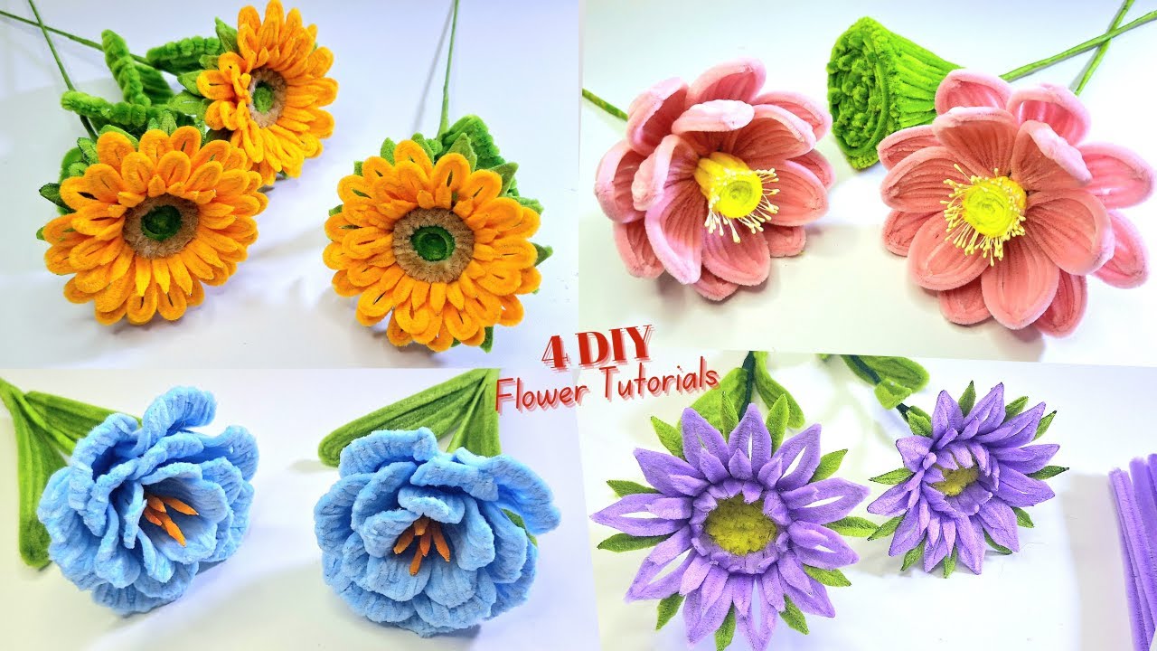 Make Beautiful Fuzzy Wire Flowers in 4 Easy Ideas