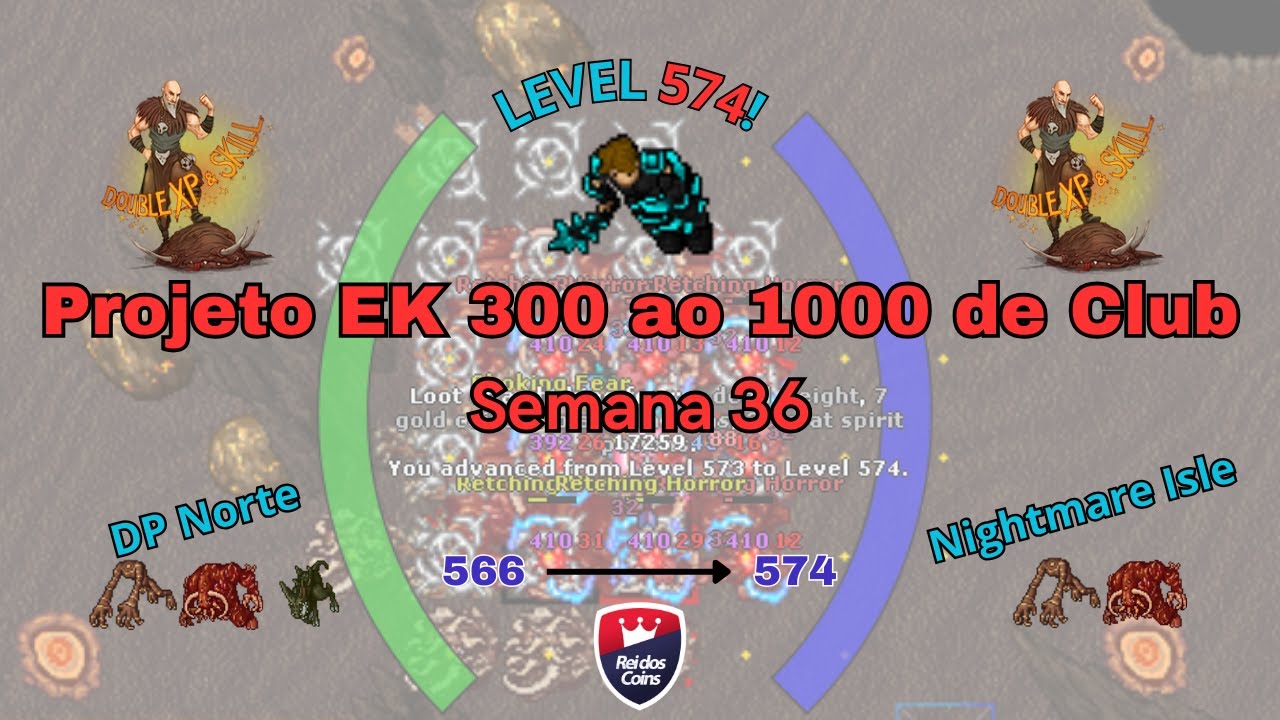 [Tibia] EK de Club SOLO - do 300 ao 1000 - Semana 36 - Double XP: DP norte e Nightmare Isle.