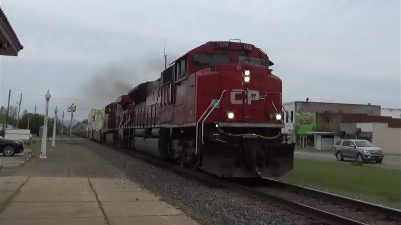 A Trio of Trains on the KCS (now CPKC) Shreveport Sub in Mena, Arkansas - 04/19/2025