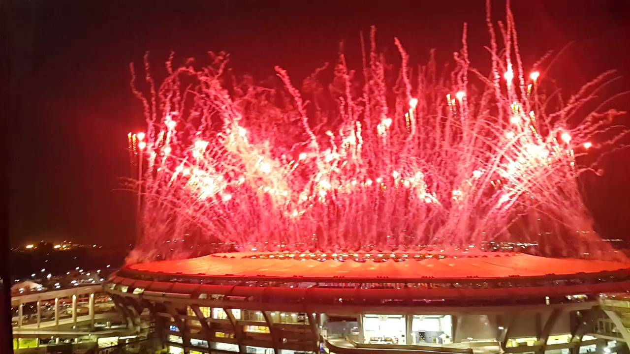Acendimento da pira olímpica e fogos - da varanda - #rio2016