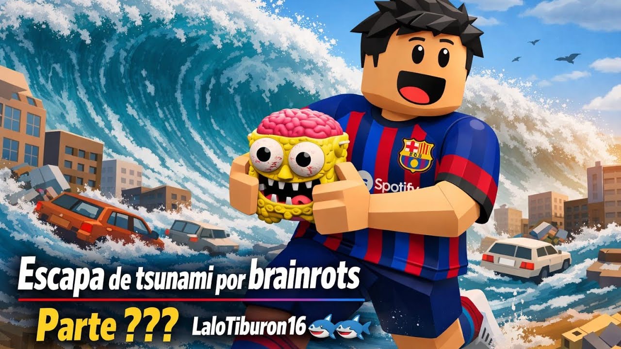 Jugando otra vez a Escapa de tsunami por brainrots.Parte ???😝😅