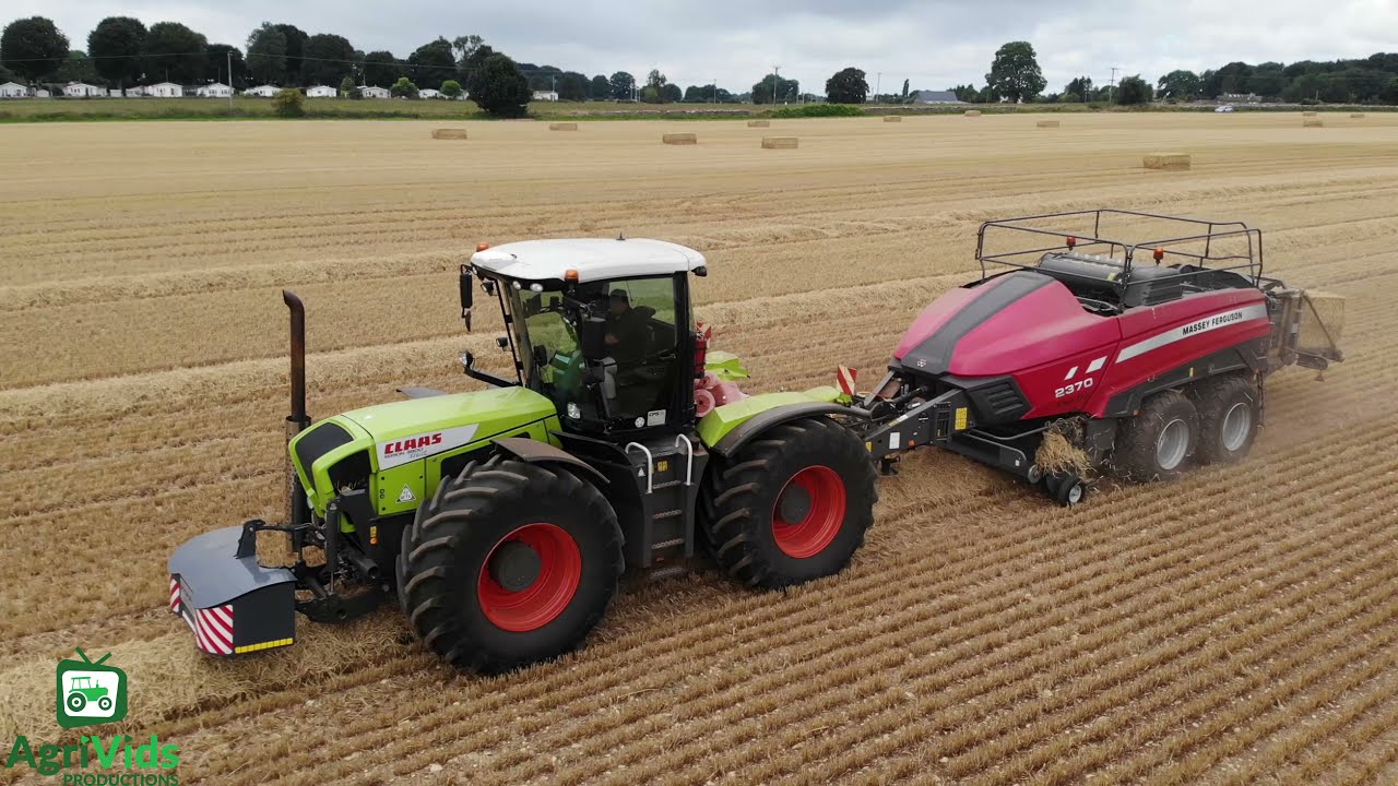 Claas Xerion 3800 Baling Straw 2021. Pure Engine Sound