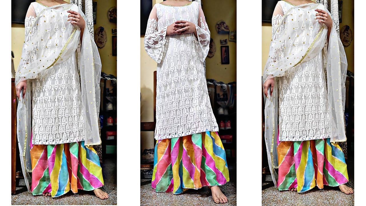 Multicolor Gharara /Sharara From OLD Dupatta [Gharara Making From Scratch] Low budget Gharara Making