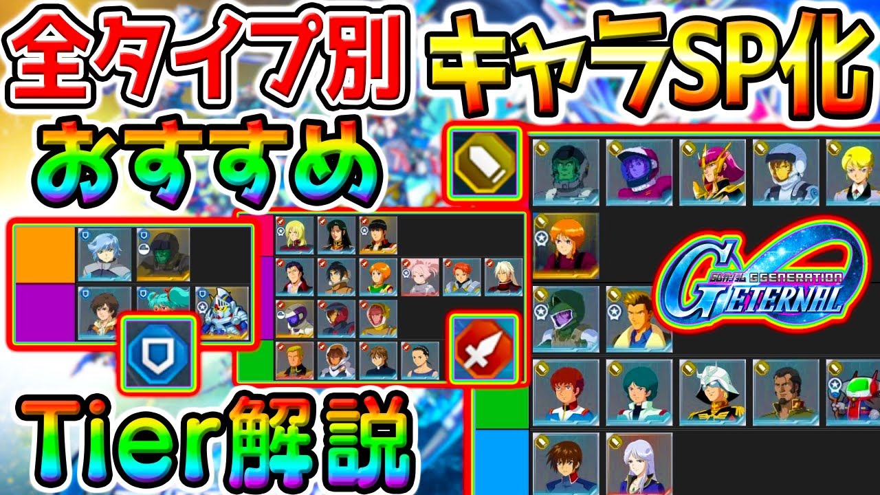 【Gジェネエターナル】タイプ別 キャラSP化 おすすめまとめ！パイロットSP化Tier！URと遜色ない最強化キャラも！？【SDガンダム ジージェネレーション タワー ミオリネ エターナル gジェネET