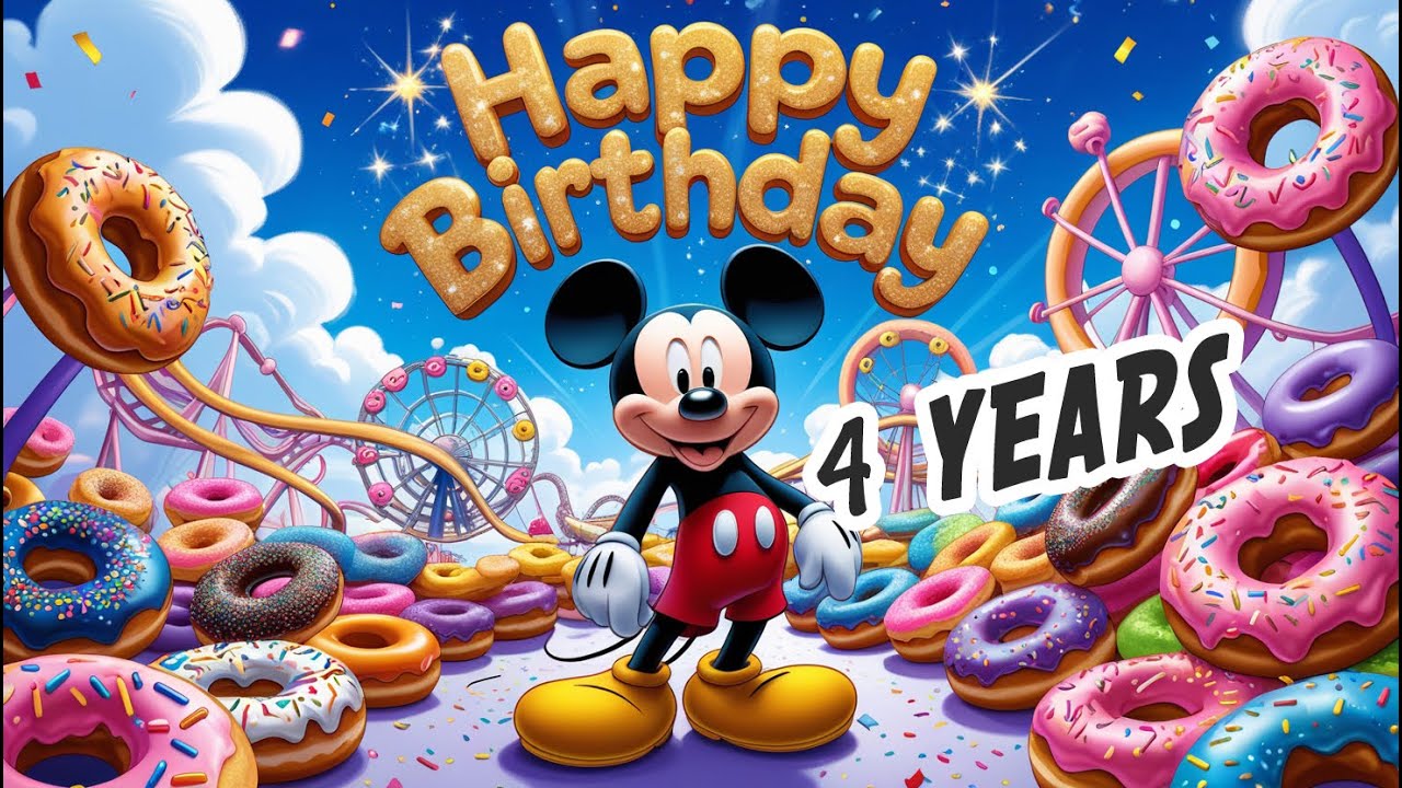 Happy 4th Birthday! 🍩🎉 Mickey's Magical Donut Cake Surprise for You! 🎂🎈 Baby & Kids Special Song