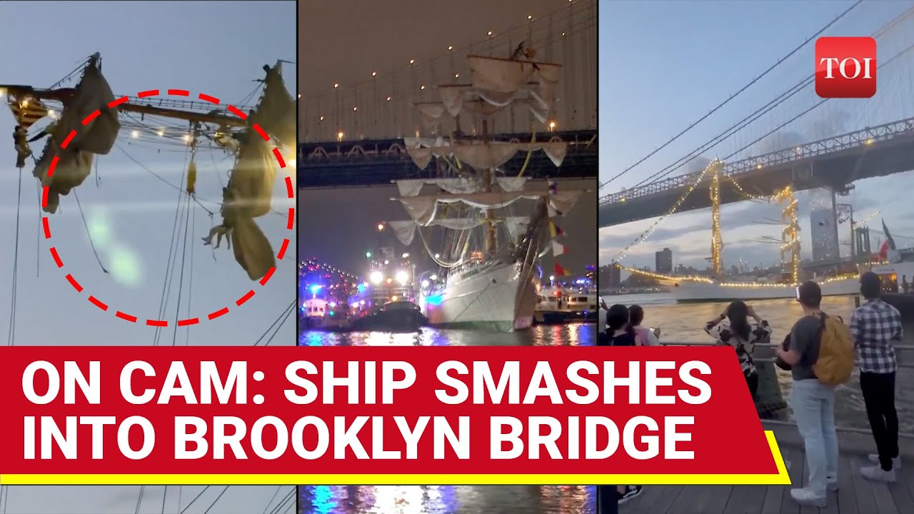 Horrifying SHIP CRASH Inflicts Mass Casualties; Mexican Navy Ship Rams Into Brooklyn Bridge | Watch