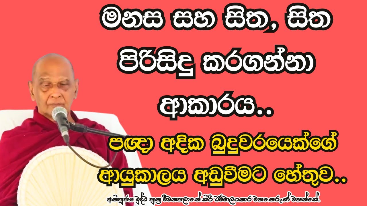 මනස සහ සිත, සිත පිරිසිදු කරගන්නා ආකාරය..පඥා අදික බුදුවරයෙක්ගේ ආයුකාලය අඩුවීමට හේතුව..