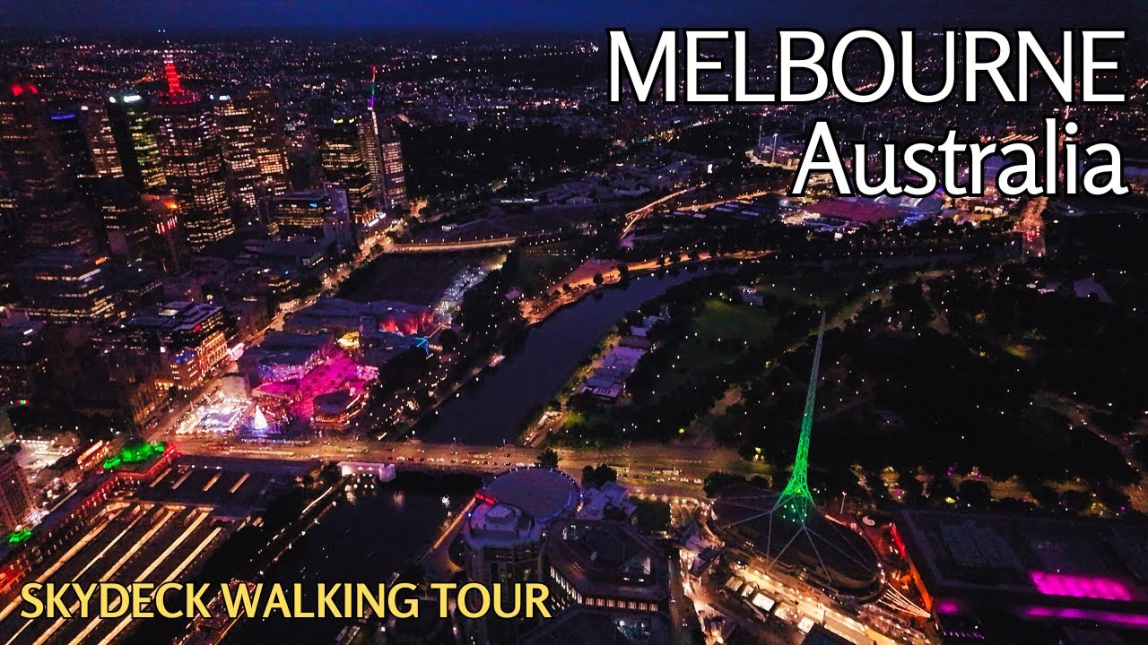Melbourne City Views from Skydeck 88 | Daylight to Sunset to Night | Walking Tour Australia 4K