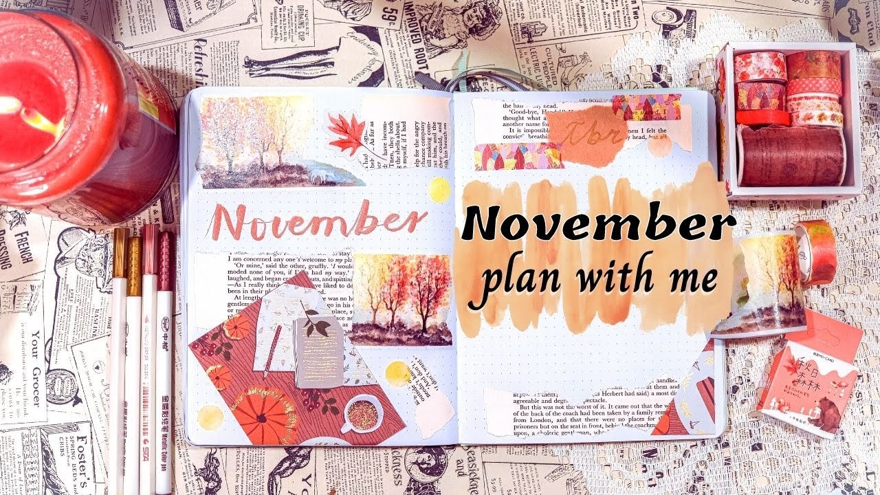 PLAN WITH ME NOVEMBER 2021 🍂🍁: vintage fall theme [reading bullet journal]