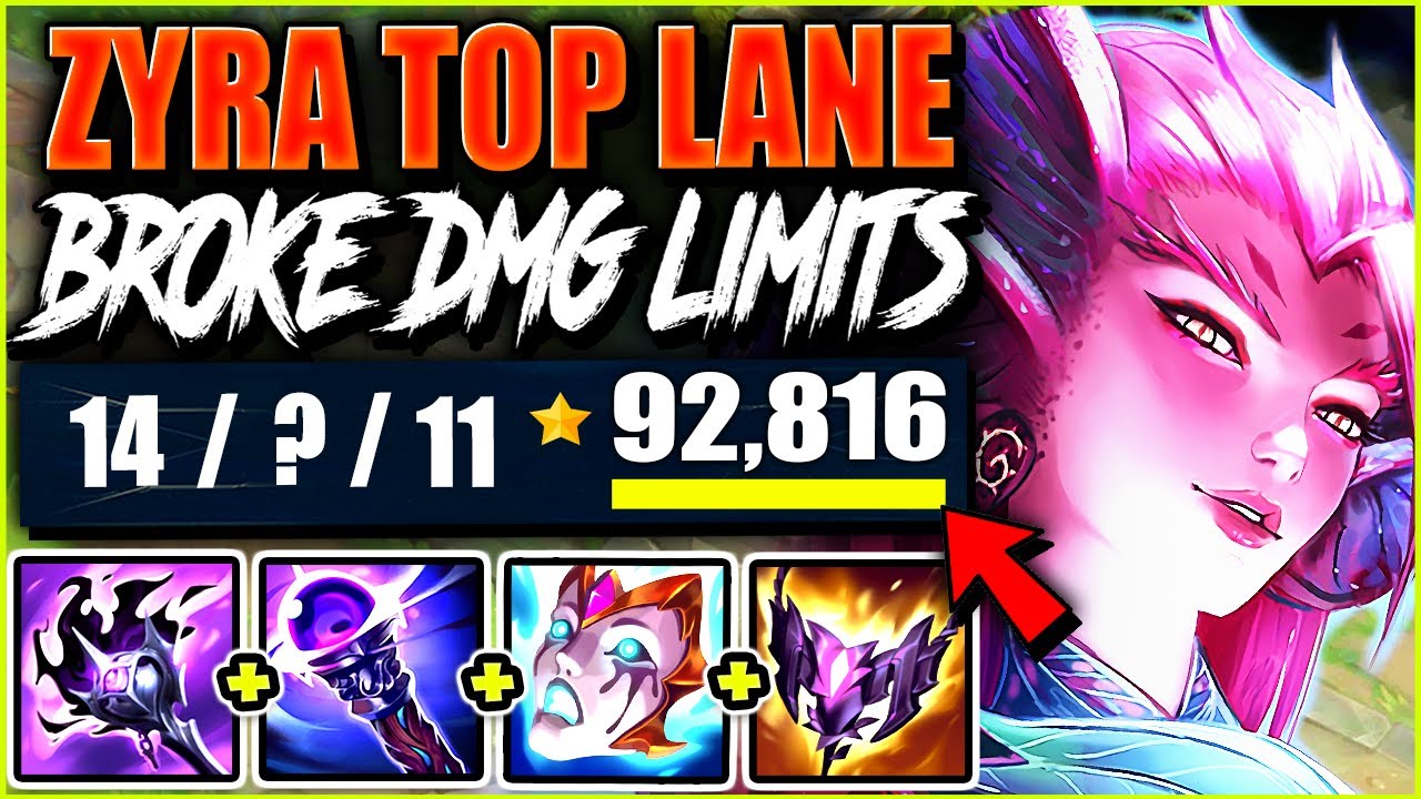 I BROKE DAMAGE LIMITS with Zyra Top Lane ~ 92.000 DAMAGE in the most 1v9 GAME EVER 💀💀 | s15 Gameplay