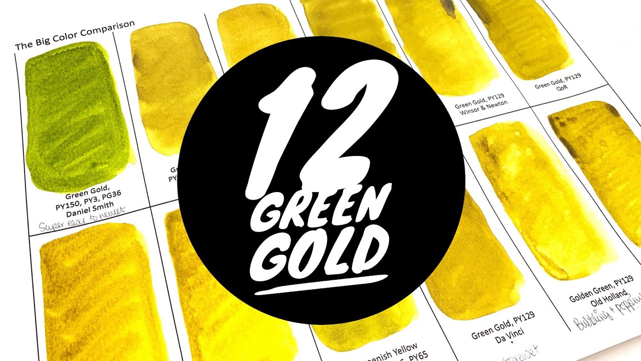 Colossal Color Showdown S2 Ep.5: Green Gold | Comparing 12 Watercolor Brands