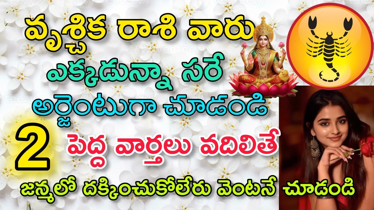 వృచ్చిక రాశి వారు ఎక్కడున్నా సరే అర్జెంటుగా చూడండి 2 పెద్ద శుభవార్తలు|Vruchika Rasi| వృశ్చిక రాశి 