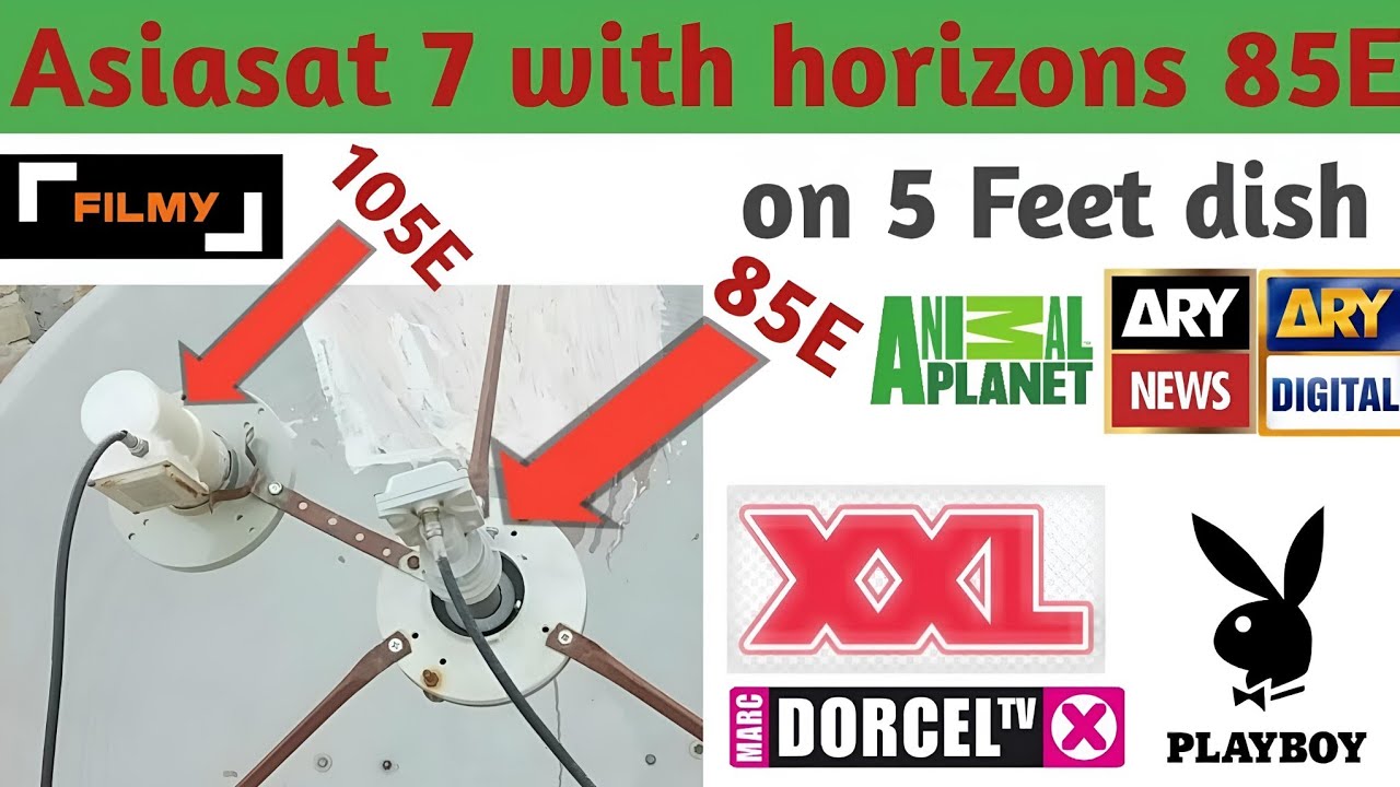 Asiasat 7 with horizons 2 @ 85e multi satellite in one dish