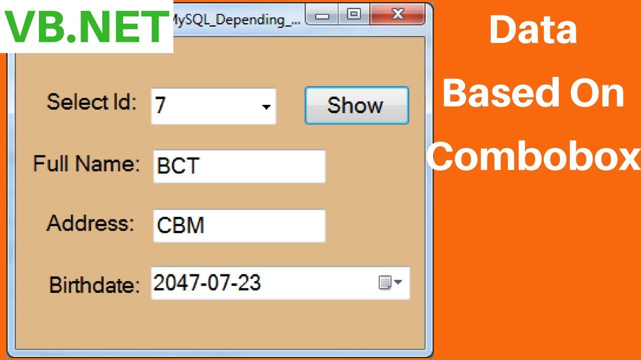 VB NET - How To Display Data From MySQL Depending On ComboBox Value In Visual Basic .Net [ + code ]