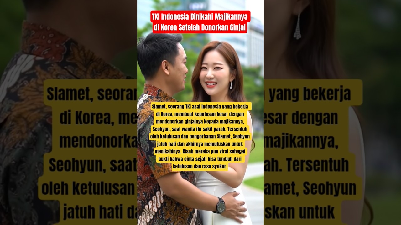 Seorang TKI Indonesia Dinikahi Majikannya di Korea Setelah Donorkan Ginjal‼️#viralvideo #tkikorea