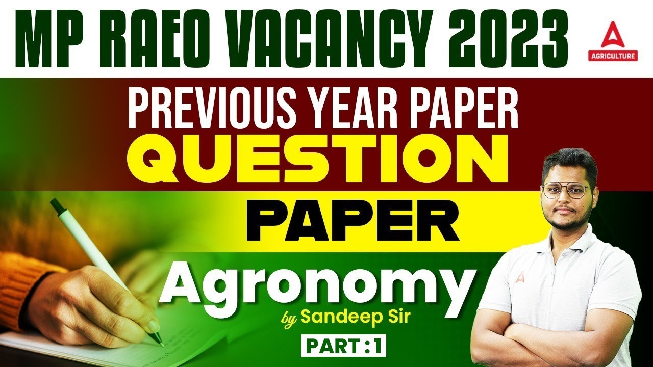 MP RAEO Previous Year Question Paper Agronomy Part 1 By Sandeep Samal | MP RAEO vacancy 2023