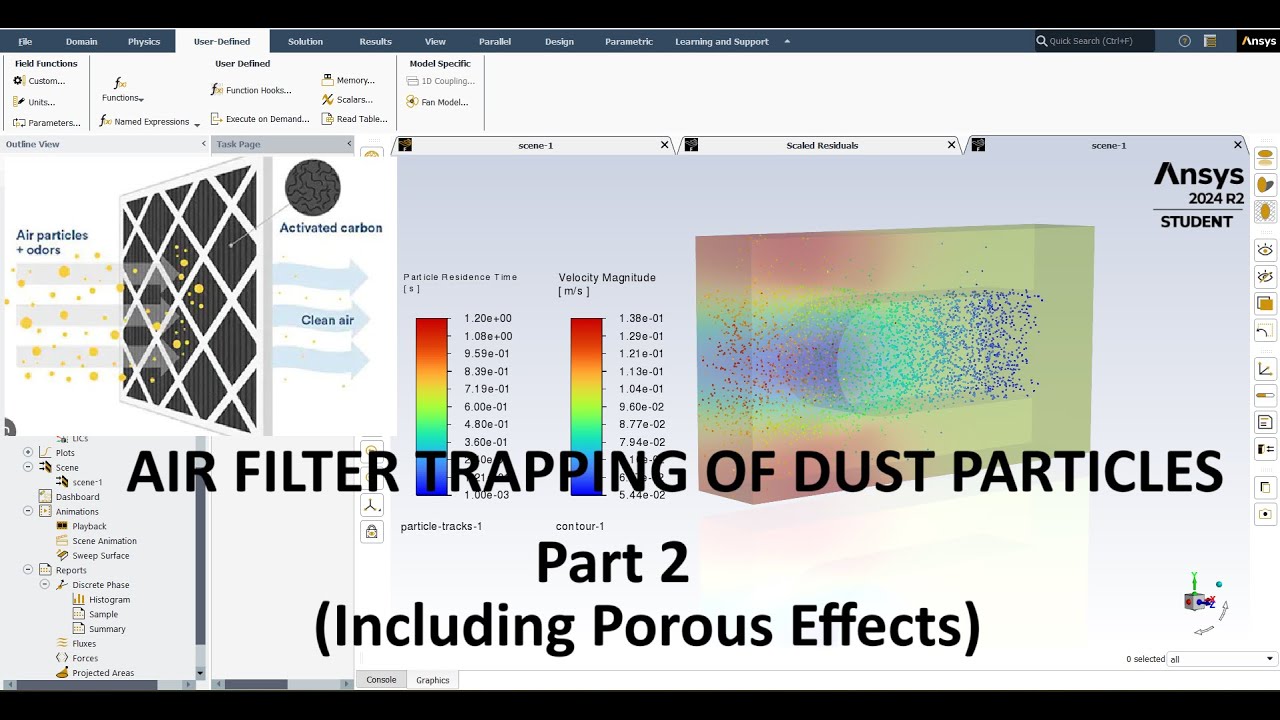 Air Filter Simulation of Dust Particle Trapping (Part2) || Porous Media DEFINE_DPM_SCALARUPDATE