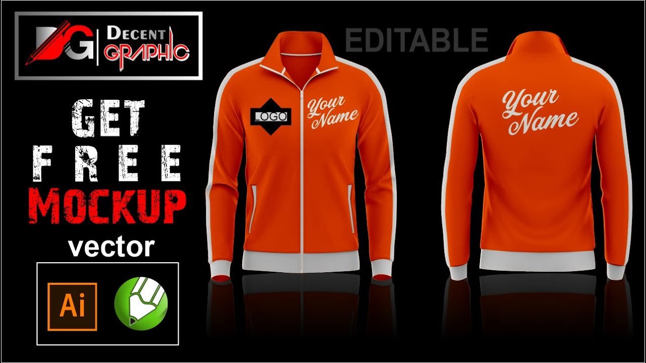 Free Long Sleeve Track Jacket Editable Mockup in CorelDRAW and Adobe illustrator (Get Free Vector)