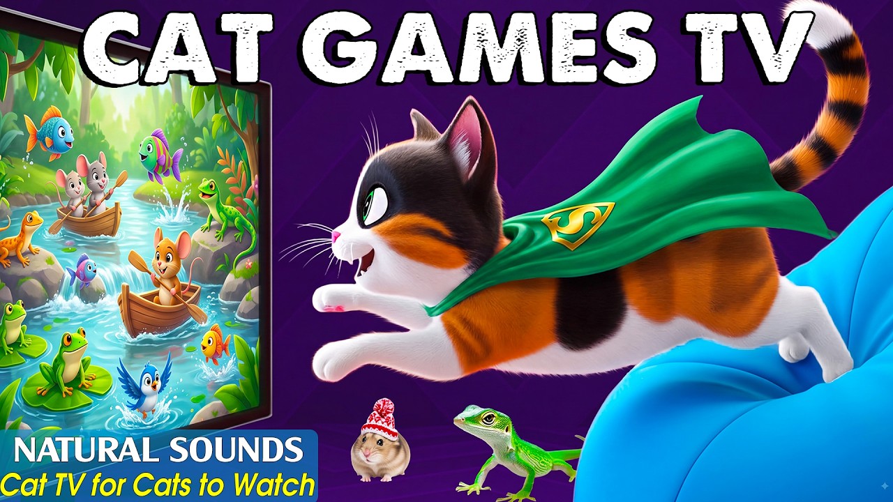 STIMULATING CAT TV 📺 3D CAT GAMES TV for Cats to Watch | Safe On-Screen Hunting Fun for Anxious Cats