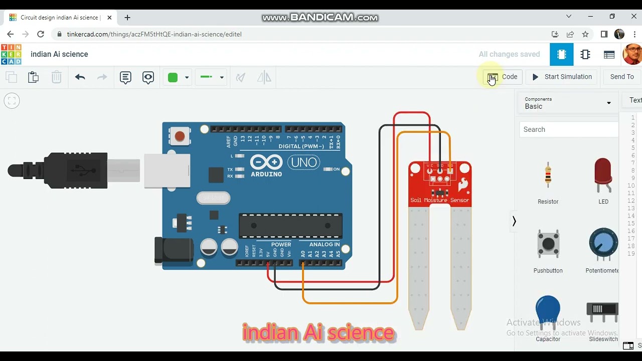 how to use moisture sensor with arduino uno in tinkercad .