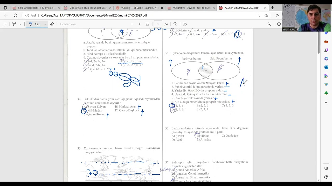 Coğrafiya  Güvən  Ümumi sınaq 7 may 2023.Geniş izahı.Tural Hoca