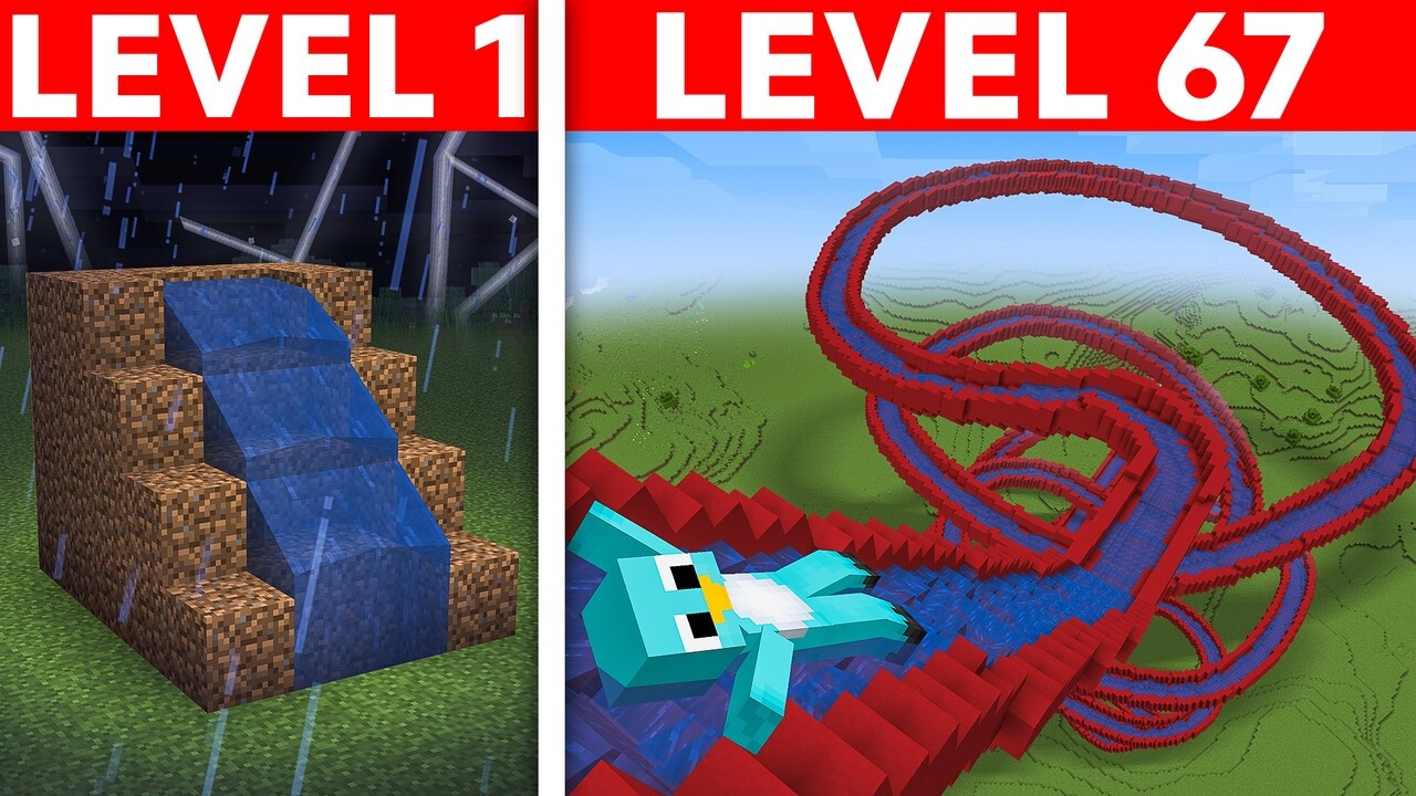 Аквапарки с 1 по 100 уровень в Minecraft!