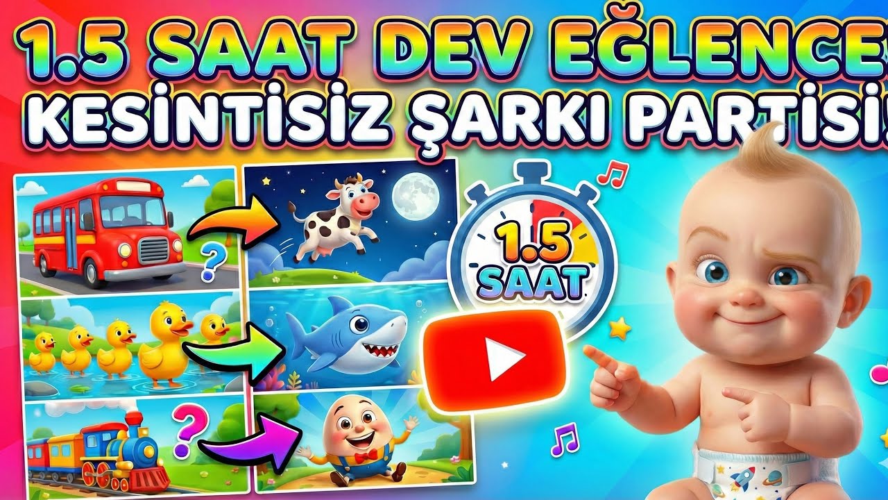 🔴90 DAKİKA KESİNTİSİZ! 🎵 En Sevilen Bebek ve &Ccedil;ocuk Şarkıları - Eğitici &Ccedil;izgi Filmler 🎈 JoliPoli Kids