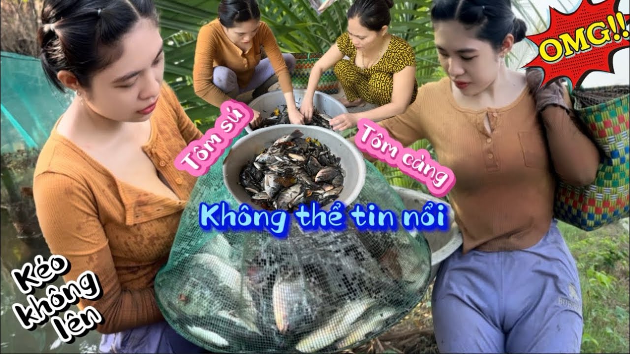 Cá rô phi vô dớn cả bầy, nặng trĩu Mẫn kéo lên không nổi - nhìn thấy cá nhiều mẹ vô cùng ngạc nhiên