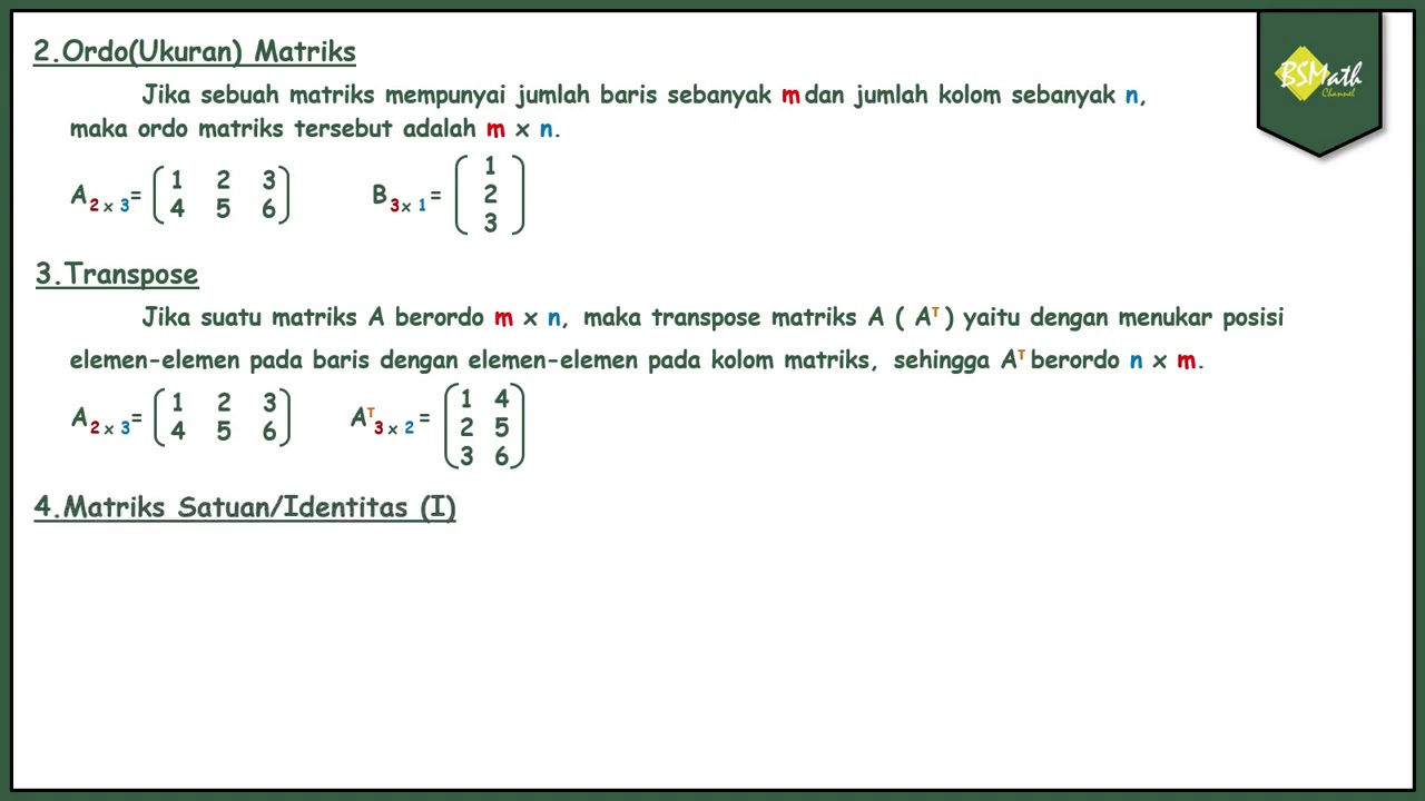 KD 3.2 Matriks | Definisi Matriks