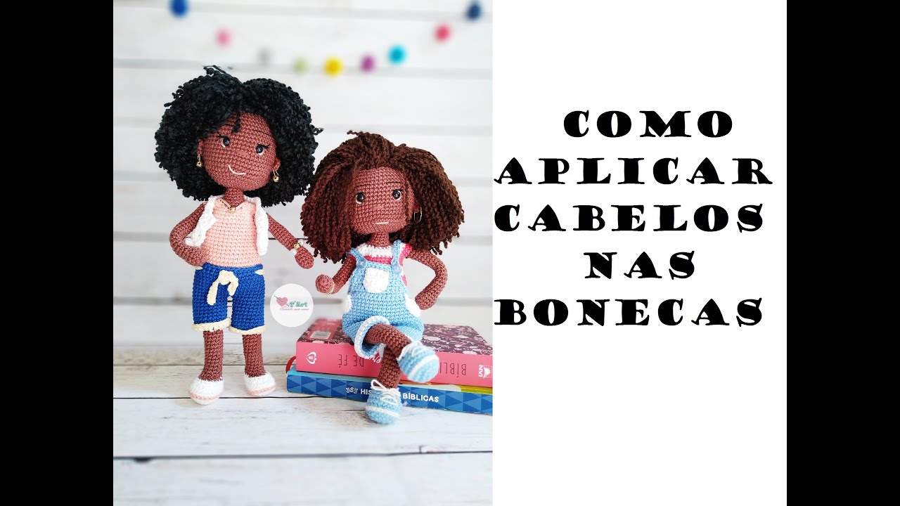 Colocando cabelos em boneca amigurumi