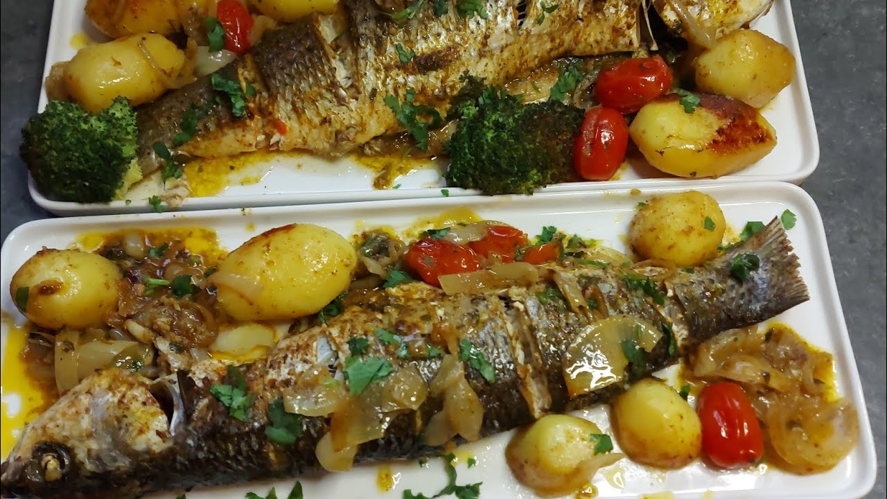mulet noir au four 😋😋سمك البوري الاسود في الفرن ولا اروع